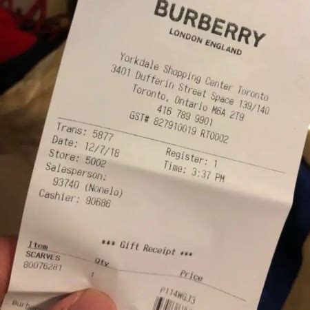 burberry receipt|Burberry returns policy.